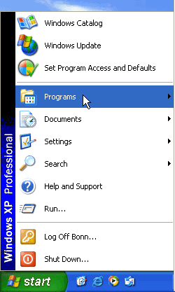 The Programs folder is on the Start Menu