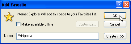 IE Save Favourites Screen Capture